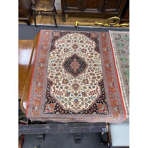 133 - Two North West Persian part silk rugs, larger 150 x 103cm