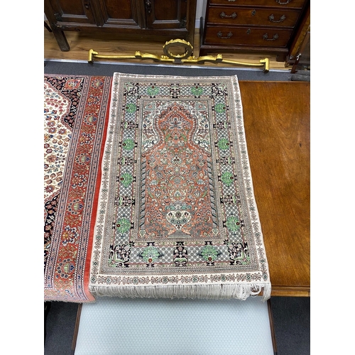 133 - Two North West Persian part silk rugs, larger 150 x 103cm