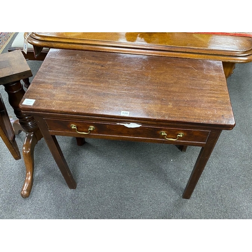 136 - A George III rectangular mahogany folding tea table, width 84cm, depth 40cm, height 74cm