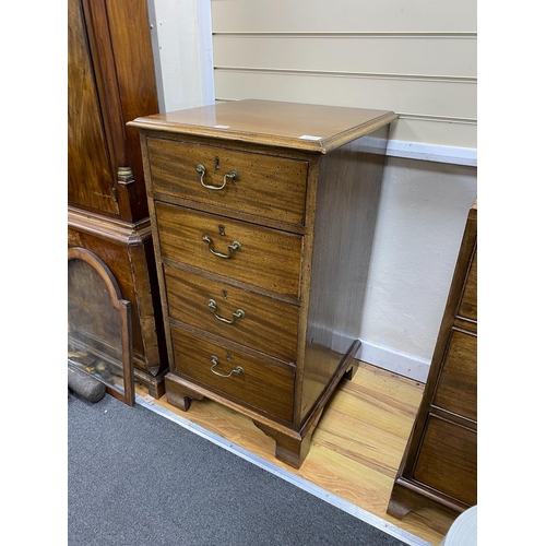 148 - A mahogany chest of four short drawers, width 53cm, depth 53cm, height 96cm