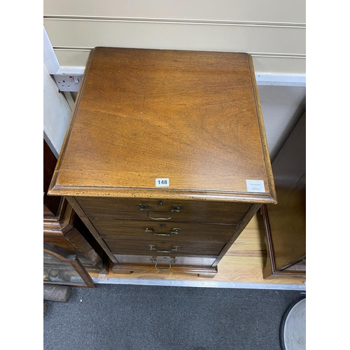 148 - A mahogany chest of four short drawers, width 53cm, depth 53cm, height 96cm