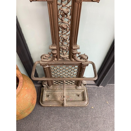 160 - A Victorian Coalbrookdale cast iron hall stand, width 60cm, height 178cm