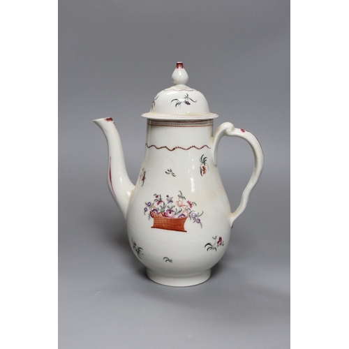 258 - A Chinese export famille rose coffee pot and cover, circa 1800,25 cms high,