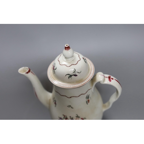 258 - A Chinese export famille rose coffee pot and cover, circa 1800,25 cms high,