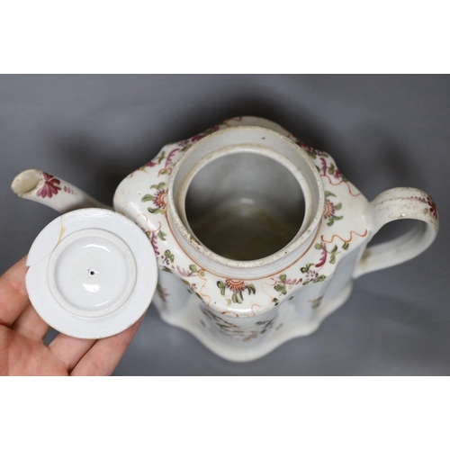 261 - A New Hall type teapot and a similar tea bowl and saucer,teapot 15 cms high,