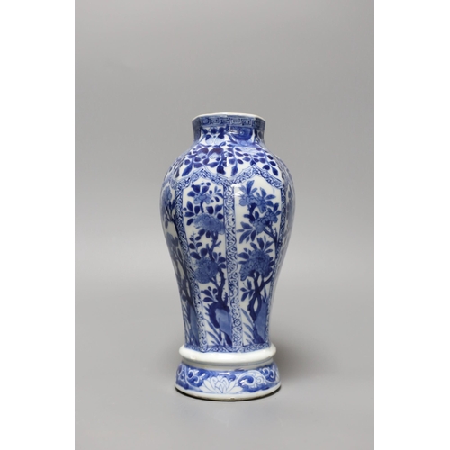 267 - A Chinese blue and white vase, Kangxi period,23 cms high,