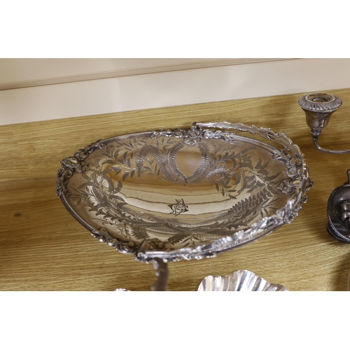 273 - A group of plated wares, basket 36 cms wide,