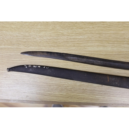 276 - A Victorian Metropolitan police truncheon and a bayonet,truncheon 43 cms long,