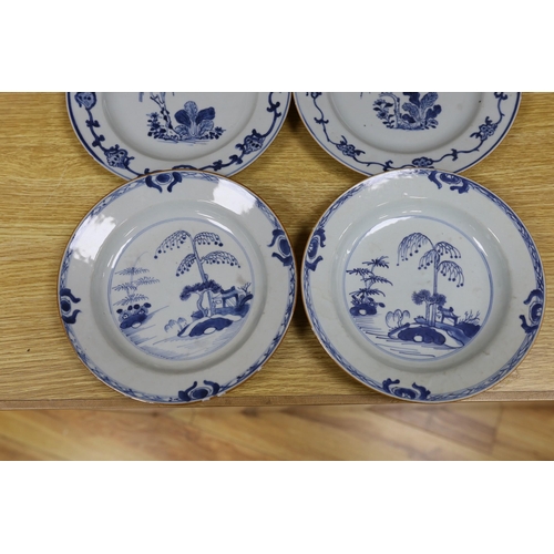 281 - A set of  four 18th century Chinese export blue and white plates, and a similar pair of plates (6),s... 