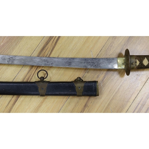 292 - A Japanese katana, possibly a theatrical prop101 cms long,