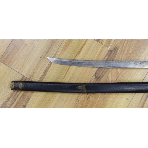 292 - A Japanese katana, possibly a theatrical prop101 cms long,