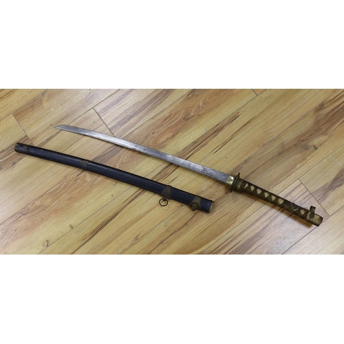 292 - A Japanese katana, possibly a theatrical prop101 cms long,