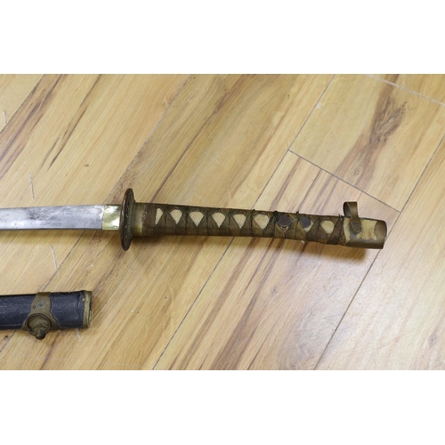 292 - A Japanese katana, possibly a theatrical prop101 cms long,