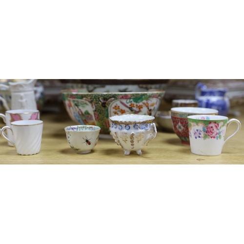 301 - A group of mixed ceramics and an enamel brush,