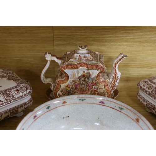 301 - A group of mixed ceramics and an enamel brush,