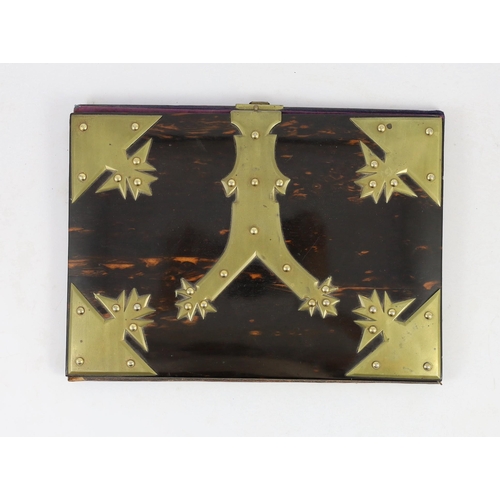 313 - A Victorian brass mounted coromandel wood stationery casket with matching blotter, a similar book ra... 