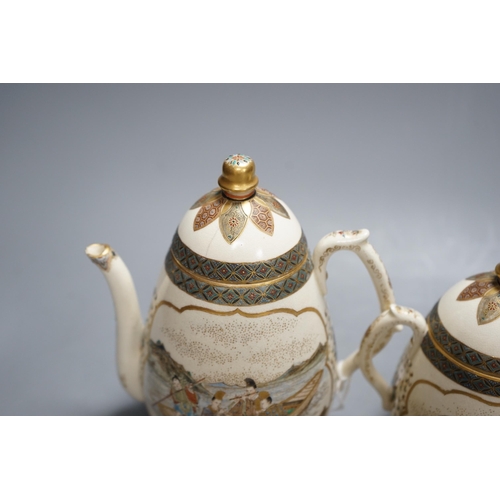 331 - A three piece Japanese Satsuma pottery part tea set, Meiji period