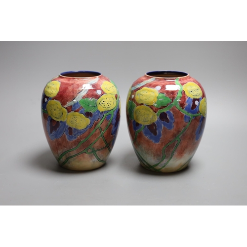 342 - A pair of Royal Doulton floral vases by Frank Brangwyn D5162 c.1931