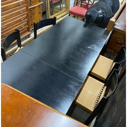 38 - A 1970s Habitat black ash rectangular dining table, length 194cm, width 90cm, height 74cm and four ... 