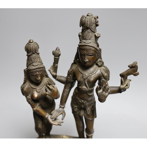 380 - An Indian bronze group Shiva and Pavarti, early 20th century, 33cms high,