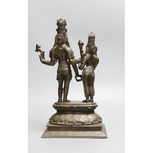 380 - An Indian bronze group Shiva and Pavarti, early 20th century, 33cms high,