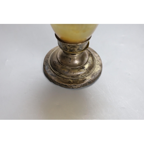 397 - A 19th century and later horn and white metal chalice, 21cm tall