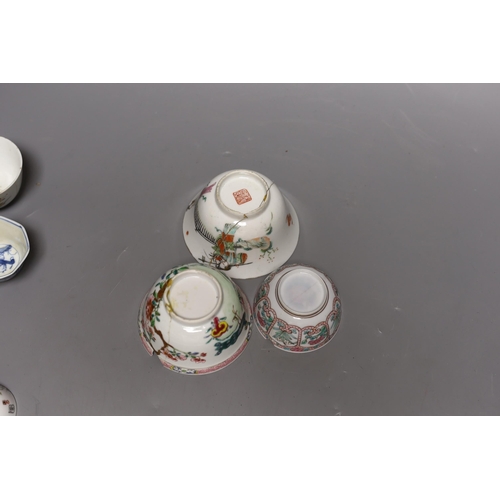 425 - A Chinese Dehua libation cup, eight 18th century and later Chinese porcelain tea bowls and a Kutani ... 