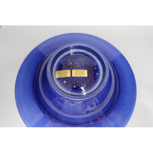 426 - A Tobias Harrison Cumbrian studio pottery blue lustre glazed centre piece bowl, 43 cms diameter,... 