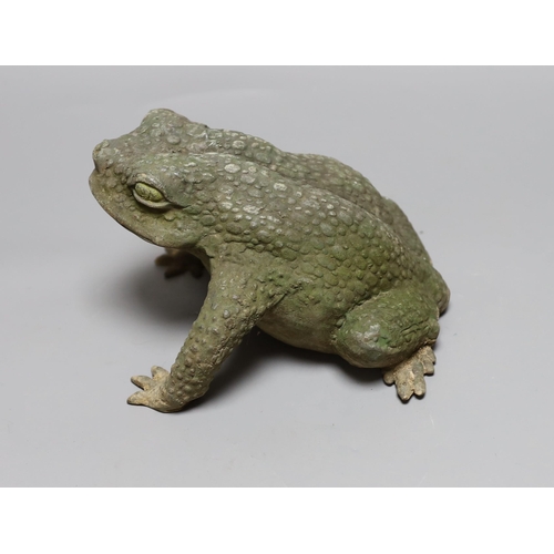 433 - A Japanese bronze model of a toad, 25cms long,