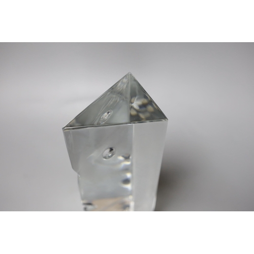 449 - A signed Baccarat crystal prismatic cut bookend, designed by R Rigot, mid 20th century, 26cms high,... 