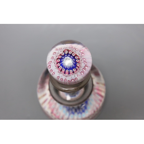 458 - A concentric millefiori glass inkwell and stopper, 1848 cane but later, 15cms high,