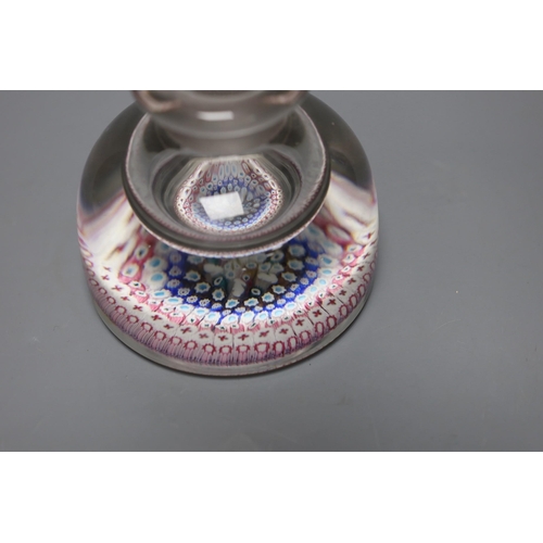 458 - A concentric millefiori glass inkwell and stopper, 1848 cane but later, 15cms high,