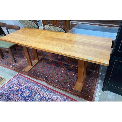 46 - A bespoke rectangular cherrywood refectory table width 183cm, depth 66cm, height 74cm.