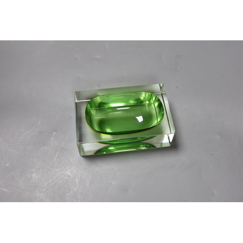 460 - A Murano green glass oblong dish,12.5cms wide x 4cms high,