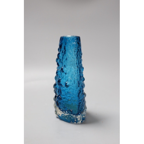 462 - A Whitefriars Volcano vase , designed by Geoffrey Baxter, model 9717, in kingfisher blue glass... 