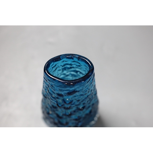 462 - A Whitefriars Volcano vase , designed by Geoffrey Baxter, model 9717, in kingfisher blue glass... 