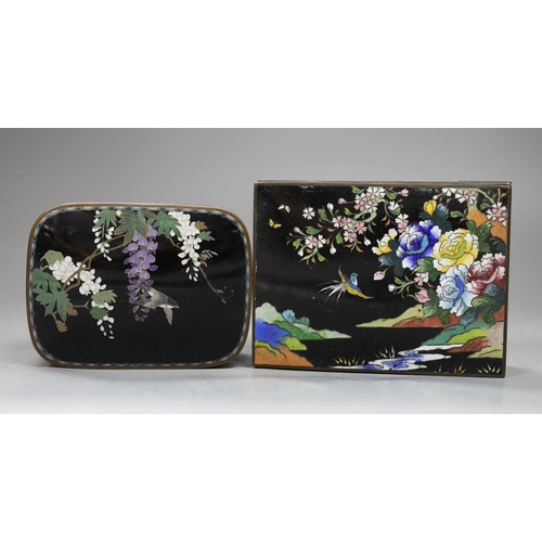 486 - A Japanese silver wire cloisonné enamel box and cover, Meiji period and an early 20th century Japane... 