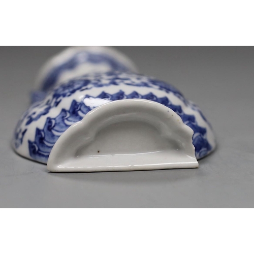 495 - A Chinese blue and white wall vase shaped pocket, 19th century, 16.5cm tall