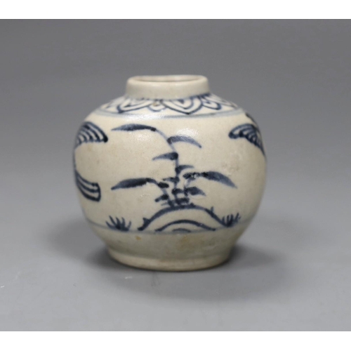 509 - An Annamese blue and white jarlet, Hoi An Cargo,6cms high,