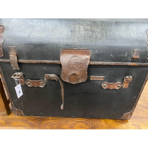 51 - A Victorian leather dome top trunk with original interior by Webb & Son, Plymouth and Exeter, length... 