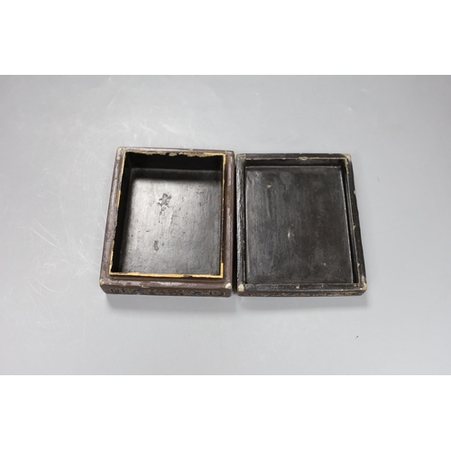 516 - A Chinese lacquered rectangular box and cover,12.5cms wide x10cms deep,