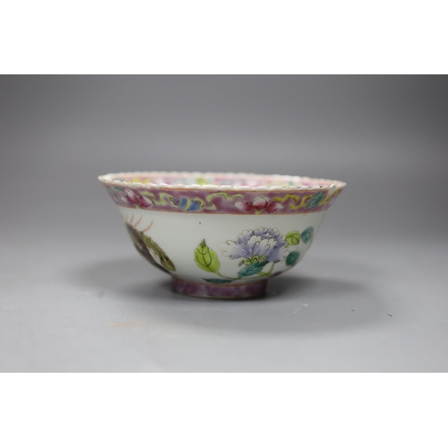 523 - A Chinese Straits famille rose bowl, late 19th century,13.5cms diameter,