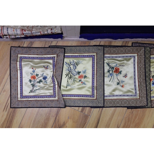 543 - Eleven Chinese silk embroidered panels,