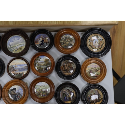 569 - A collection of 19th century Prattware pot lids (23)