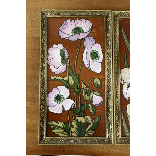 574 - A pair of late 19th century Aesthetic pottery tile panels, 33 x 18cm