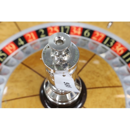 588 - A wood and chrome Technical Casino Supplies roulette wheel, 80 cm diameter, please note this is exce... 