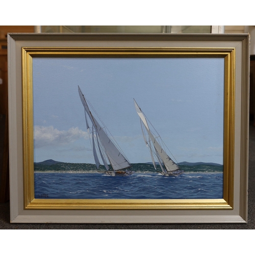 608 - Ron Charles Mitchell (1960-), oil on canvas, 'Marquita & Tuiga racing, Regatta Royales, Cannes', sig... 