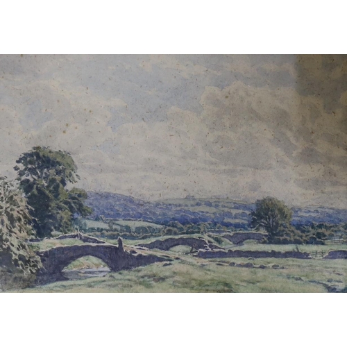 613 - Arthur Henry Graham Hoggarth (1882-1964), watercolour, 'The Lyth Valley', signed, 42 x 57cm, togethe... 