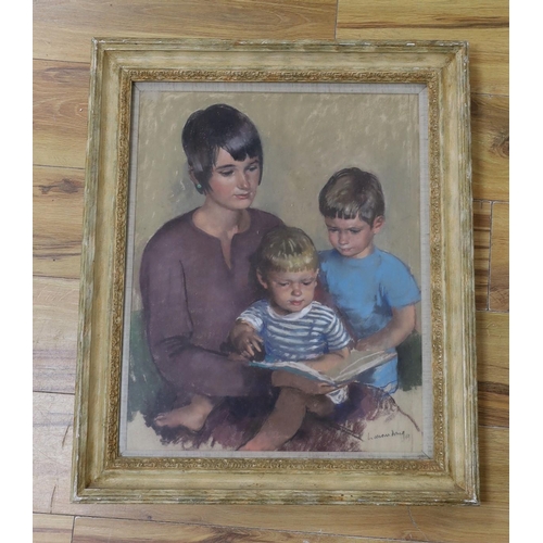 616 - William Dring (1904-1990), pastel, 'Melissa and the boys', signed and dated '69, label verso, 50 x 4... 