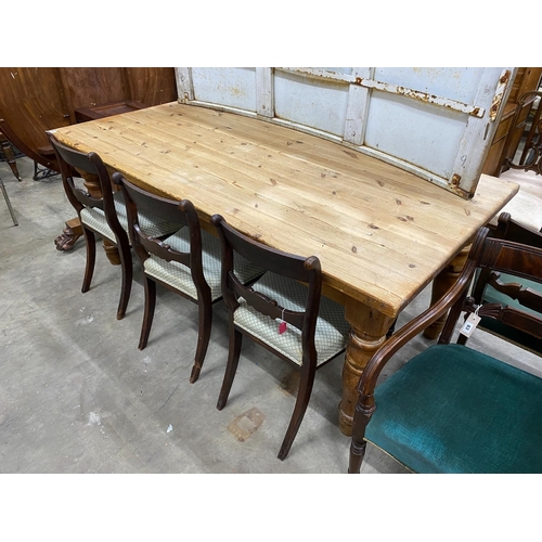 62 - A Victorian style rectangular pine kitchen table, length 182cm, depth 93cm, height 76cm